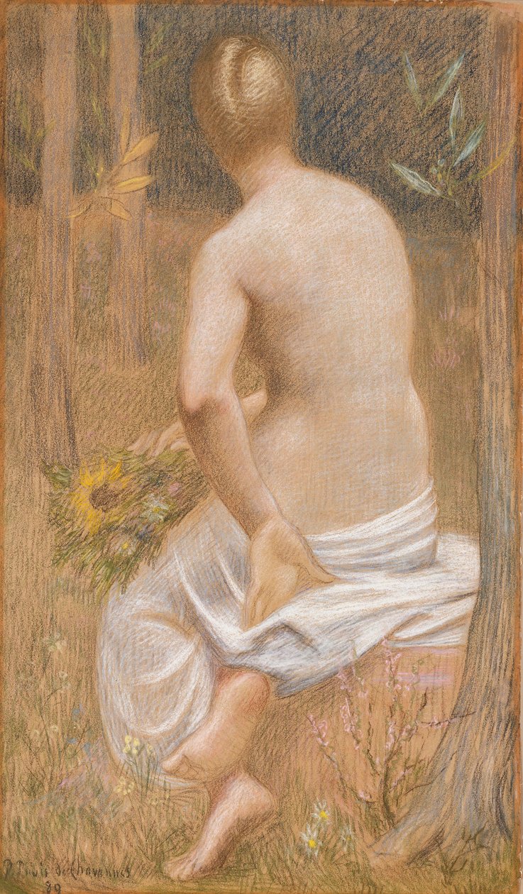 Figura feminina sentada, vista de costas de Pierre Puvis de Chavannes