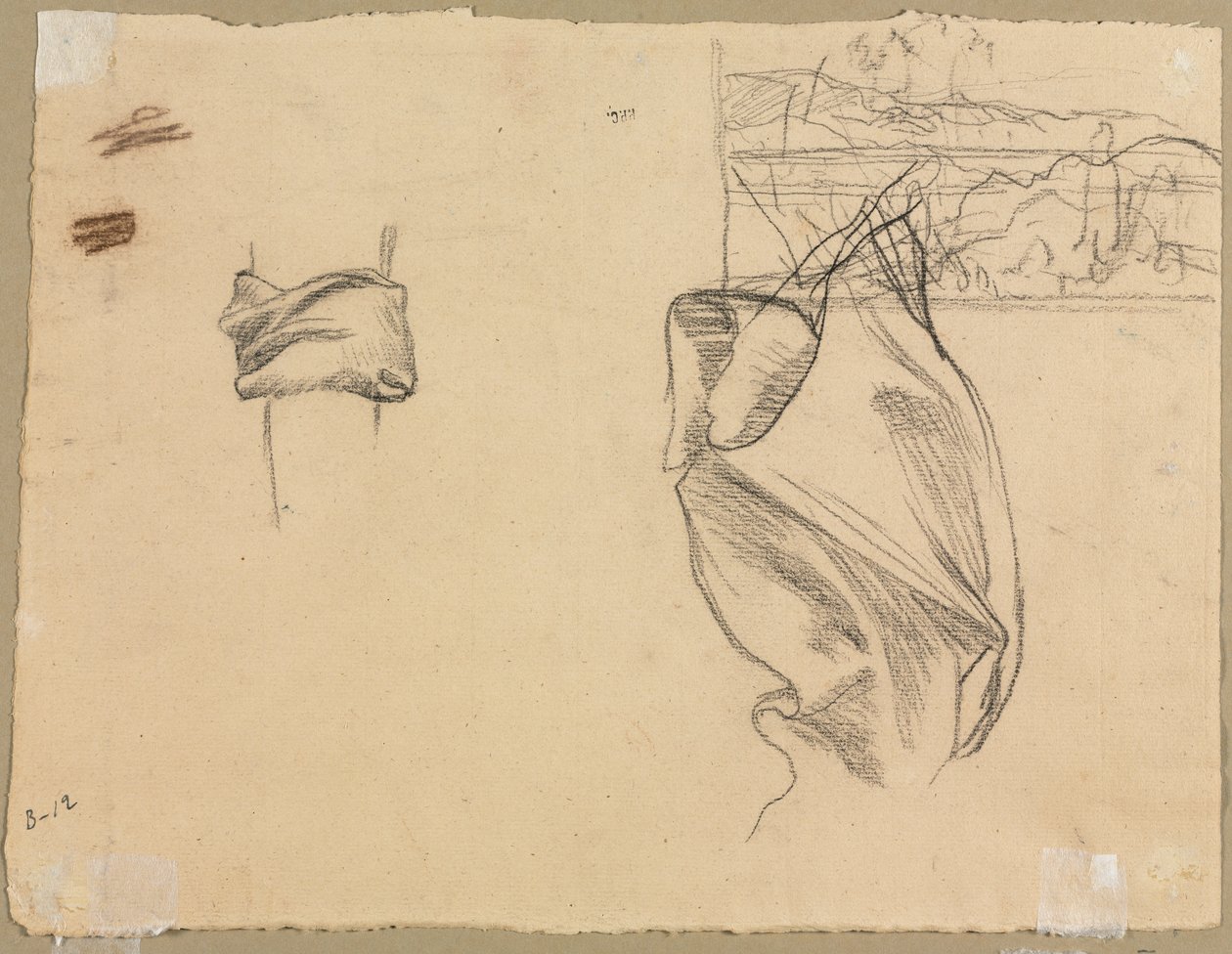 Estudos de Drapery e Estudo de uma Paisagem verso, 1800s. de Pierre Puvis de Chavannes