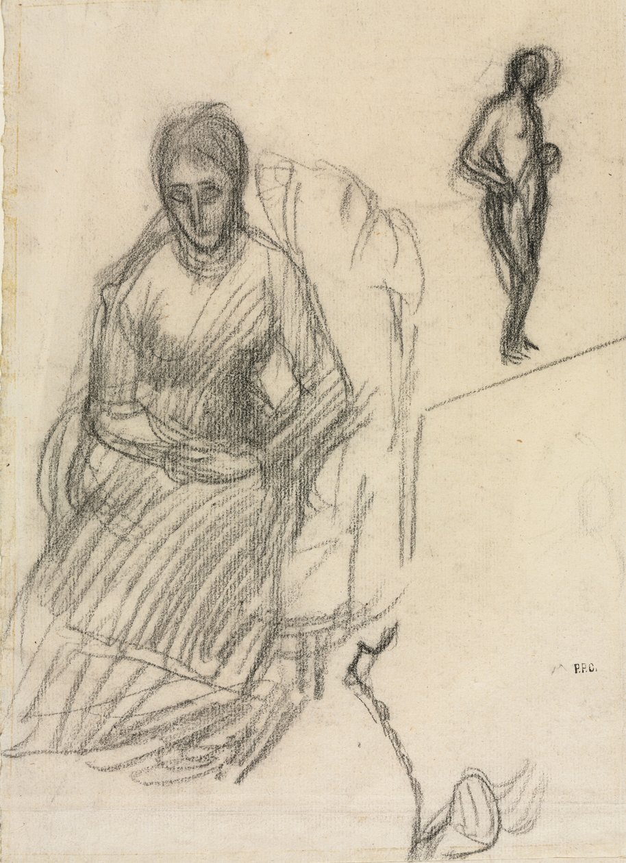 Estudo de Madame Marie Cantacuzène, Estudo de mulheres nuas em pé, c. 1883 de Pierre Puvis de Chavannes