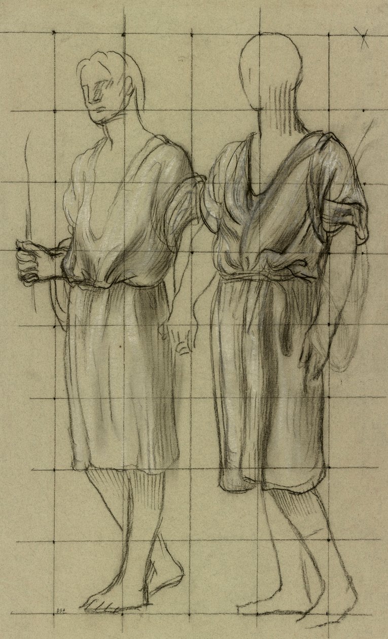 Estudo de duas figuras em pé de Pierre Puvis de Chavannes
