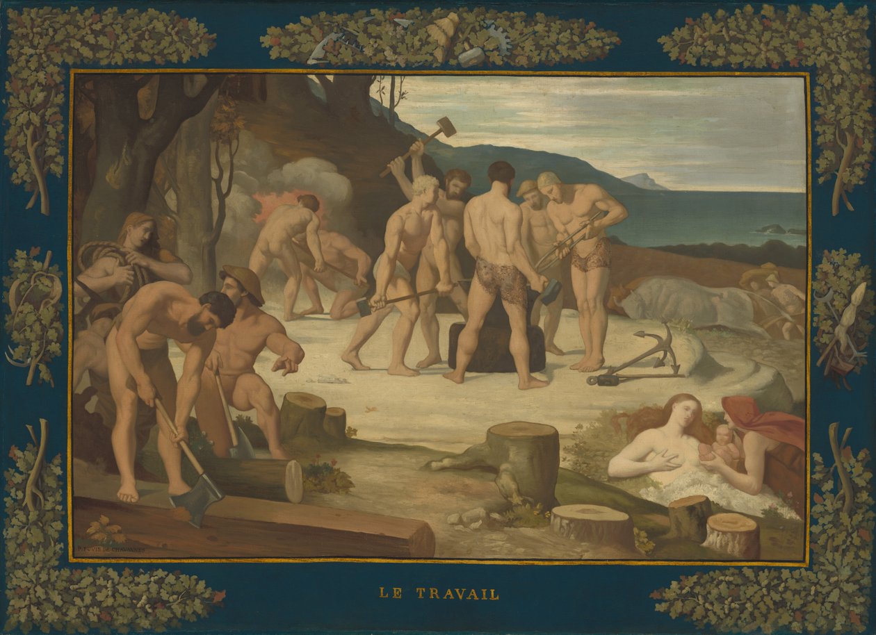 Trabalho, C. 1863. de Pierre Puvis de Chavannes