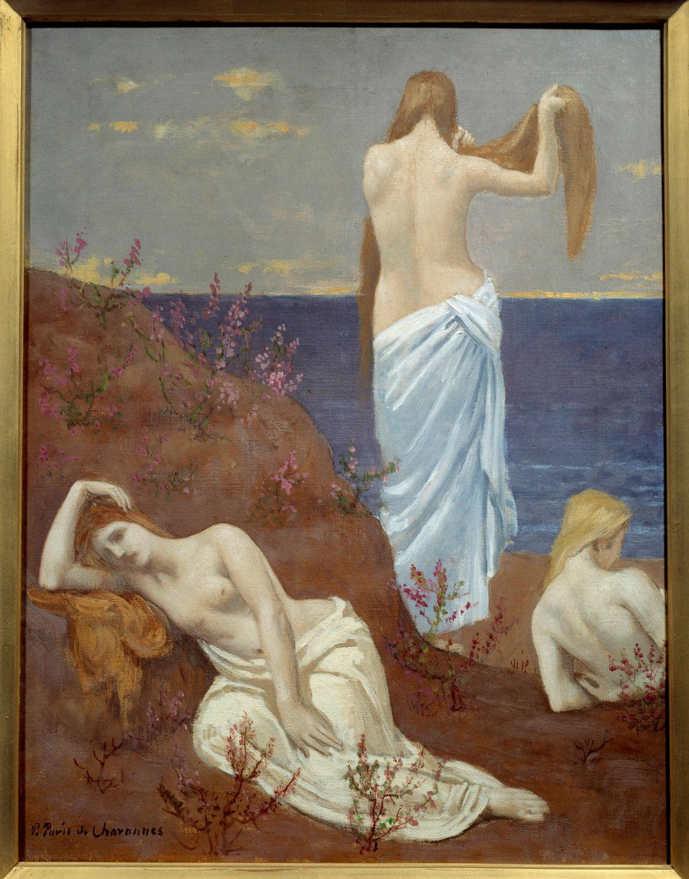 Young Girls on the Seaside Painting by Pierre Puvis de Chavannes (1824-1898) 1879 Oil On Canvas, Dim. 0,61x0,47 m Paris, Musee d