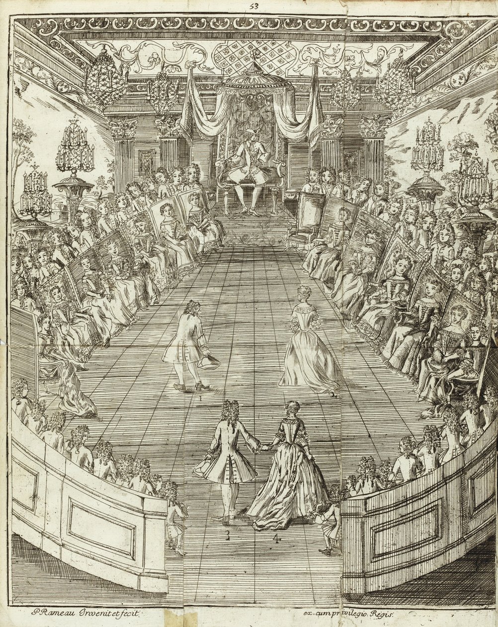 Ilustração de The Dancing Master, 1734 de Pierre Rameau