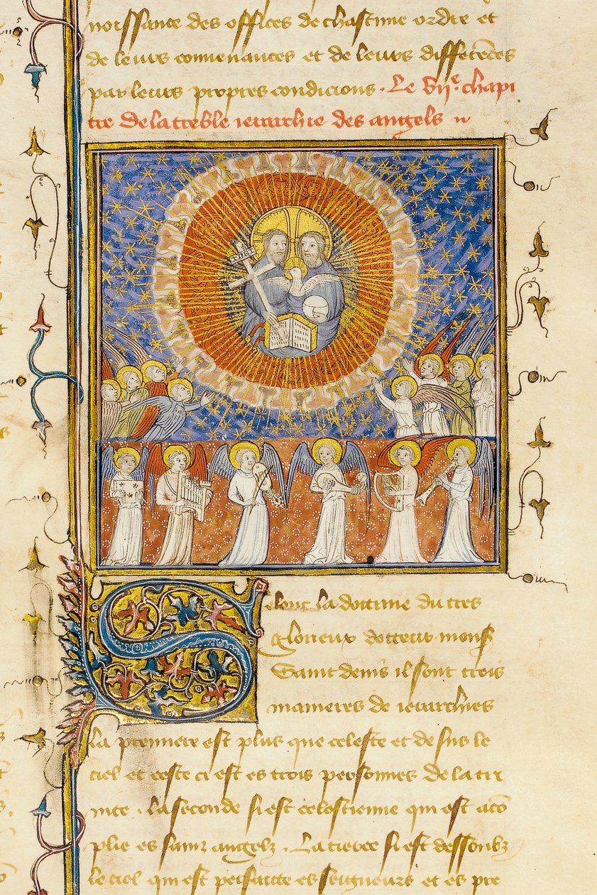 Detalhe de uma página de "De Proprietatibus Rerum", de Bartholomeus Anglicus, na tradução francesa de Jean Corbechon, c.1390 de Pierre Remiet