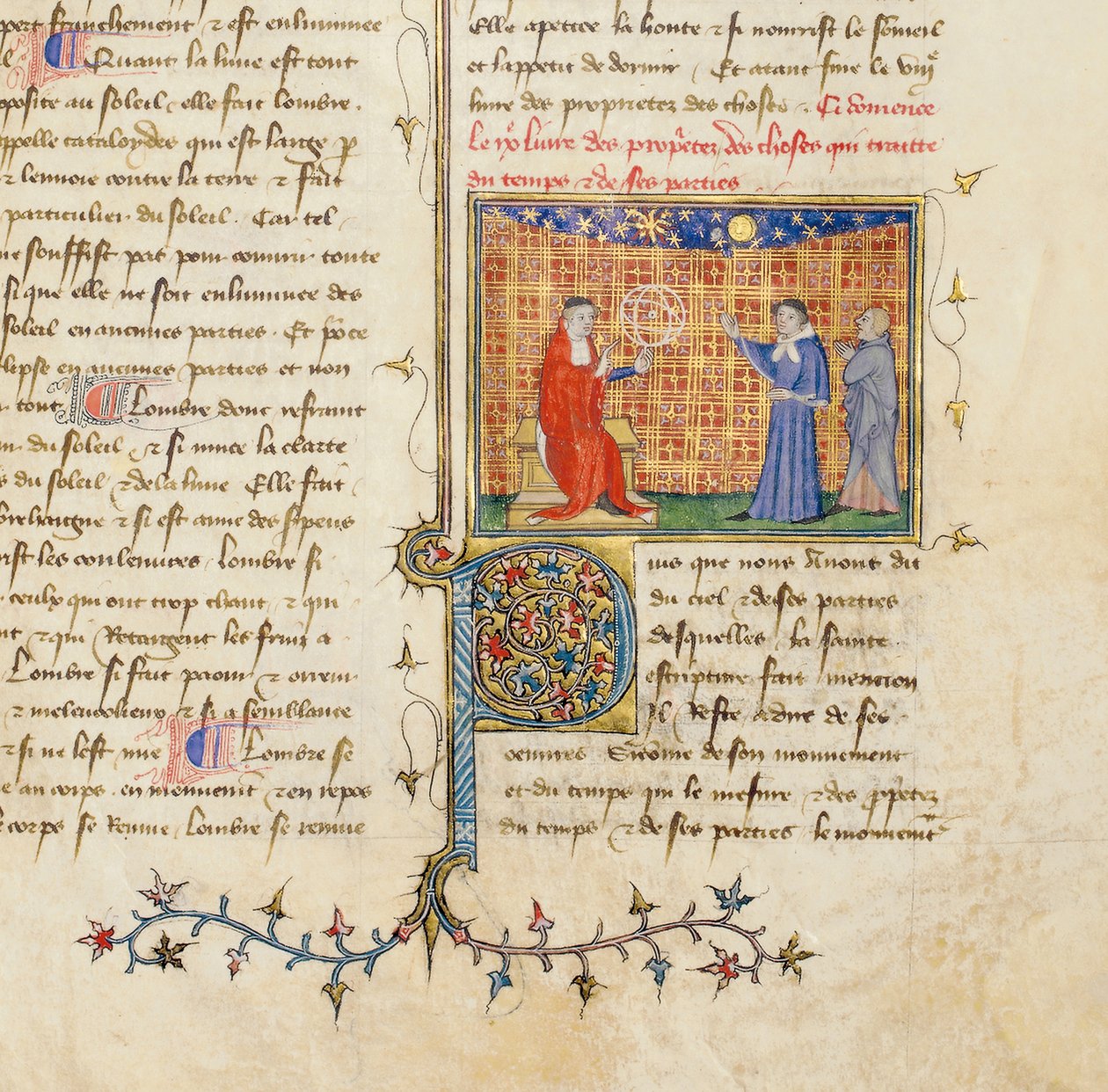 Detalhe de uma página de "De Proprietatibus Rerum", de Bartholomeus Anglicus, na tradução francesa de Jean Corbechon, c.1390 de Pierre Remiet