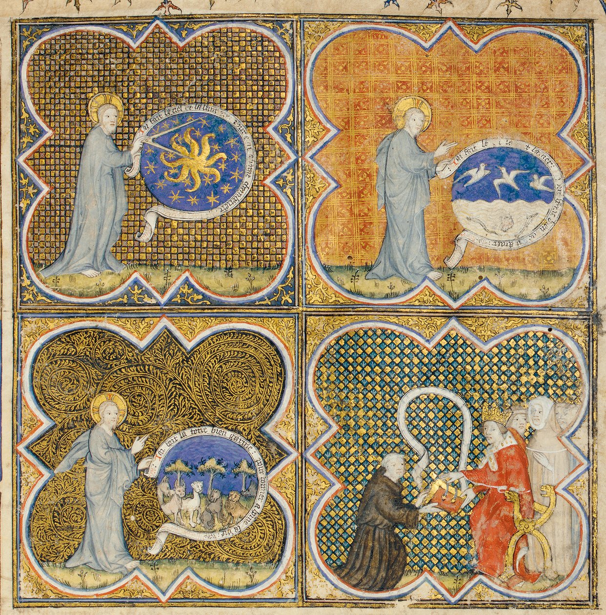 Página de "Propriedades das coisas" por Bartholomew o inglês na tradução francesa de Jean Corbechon, c.1390 de Pierre Remiet