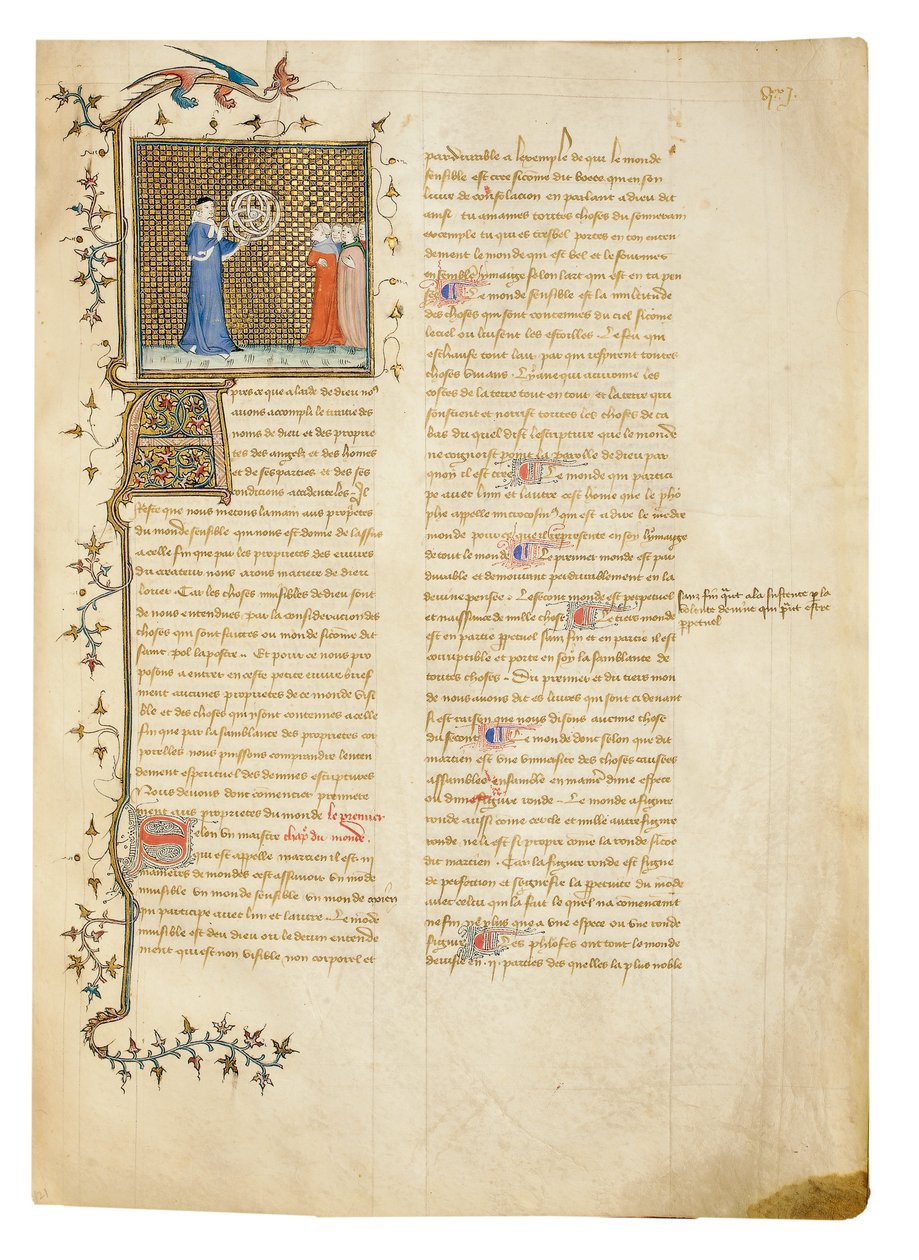 Página de "Propriedades das coisas" por Bartholomew o inglês na tradução francesa de Jean Corbechon, c.1390 de Pierre Remiet