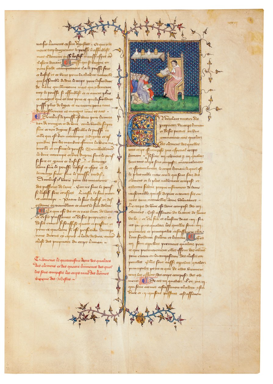 Página de "Propriedades das coisas", de Bartholomew, o inglês, na tradução francesa de Jean Corbechon, c.1390 de Pierre Remiet
