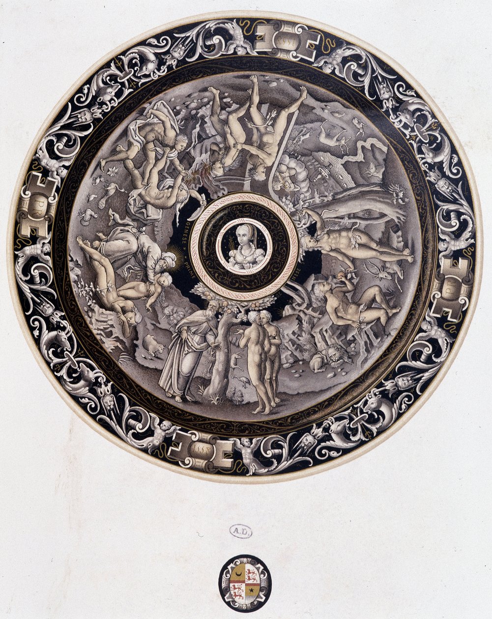 Prato de porcelana do século XVI representando o Génesis por Pierre Reymond, Limoges de Pierre Reymond