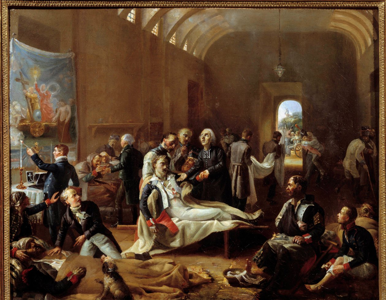 Uma ambulância durante o campo francês em 1814 Pintura por Pierre Vigneron (1789-1872) 1814 Sol. 0,6x0,73 m Paris, Musee Carnavalet de Pierre Roch Vigneron