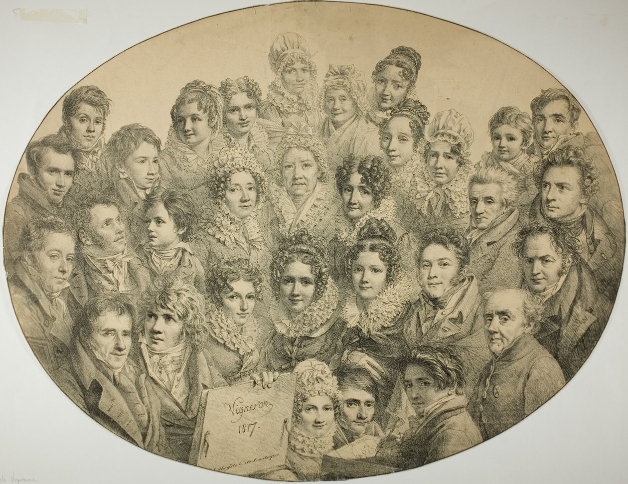 Retratos de 31 pessoas em um Oval de Pierre Roch Vigneron