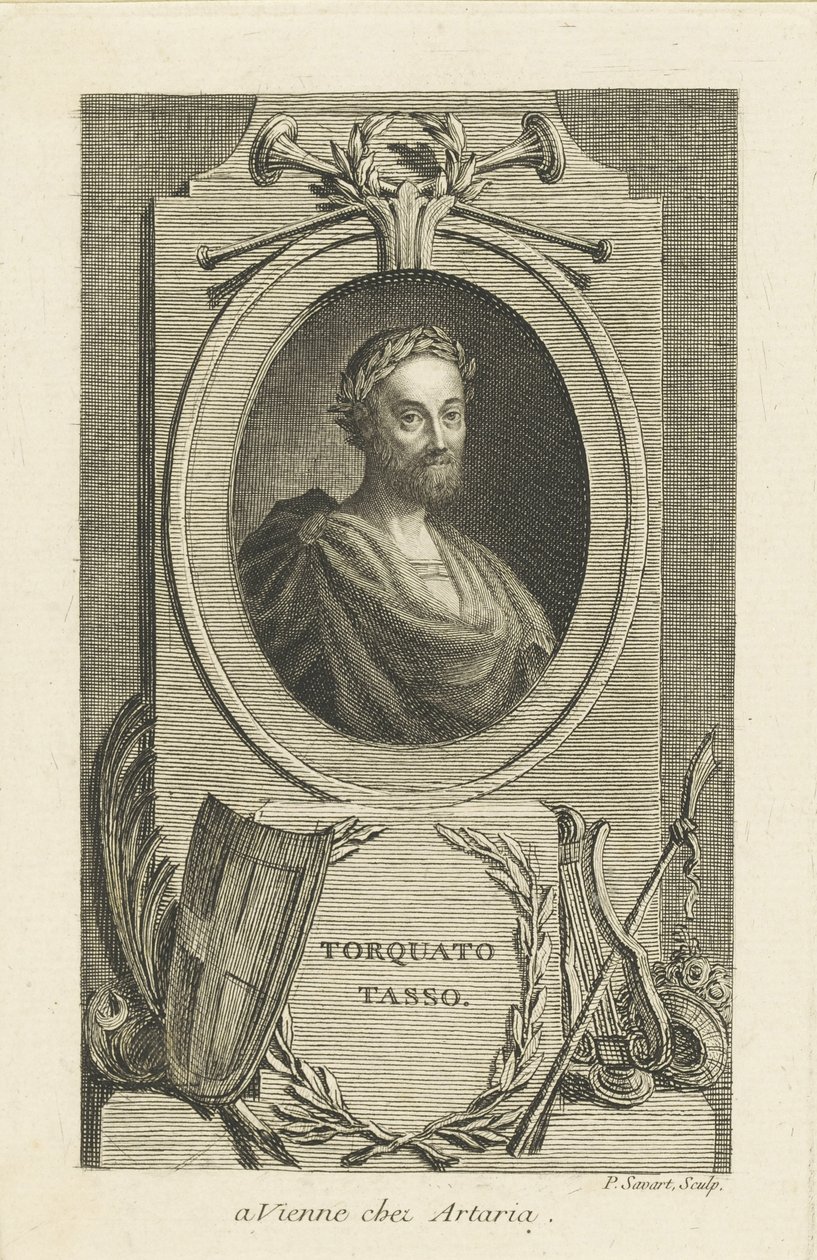 Retrato de Torquato Tasso 1544-1595, ca 1770. de Pierre Savart