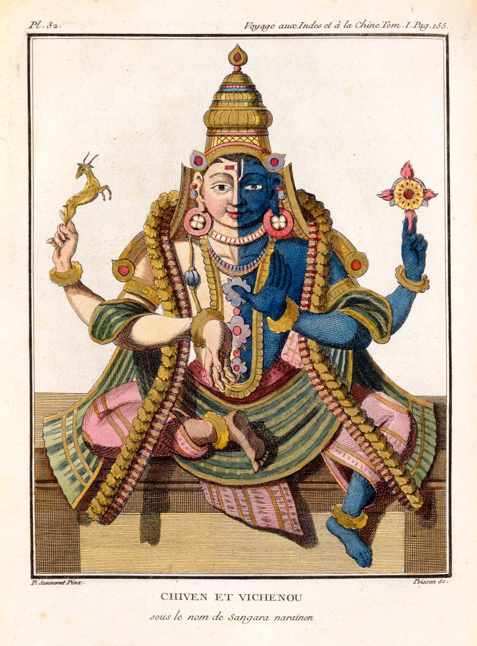Hari-Hara, de &39;Journey to India and China&39; de Pierre Sonnerat, gravado por Poisson, publicado em 1782 de Pierre Sonnerat