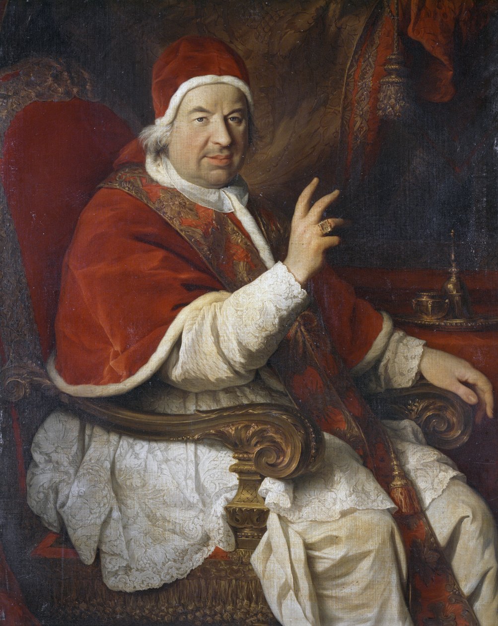 Retrato do Papa Bento XIV (1675-1758), pintura de Pierre Subleyras (1699-1749) de Pierre Subleyras