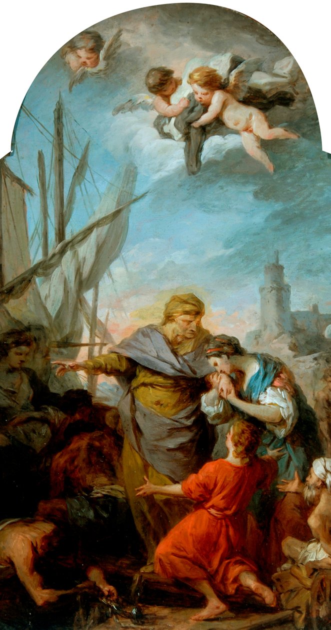 O Embarque de Santa Paula para a Terra Santa, c.1738-39 (óleo sobre tela) de Pierre Subleyras