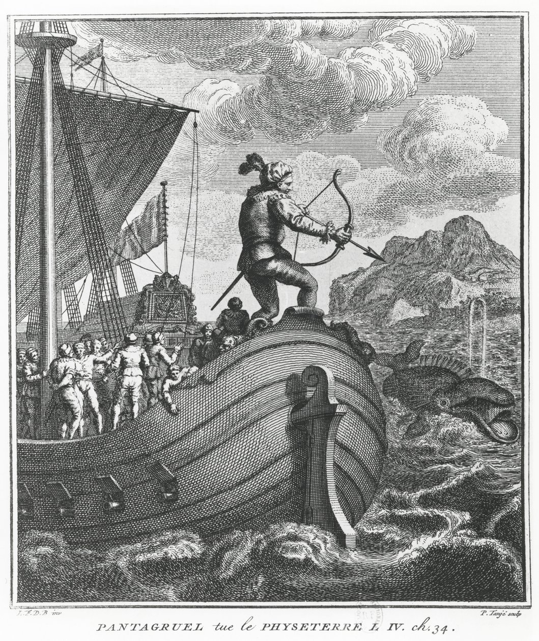 Pantagruel mata Physeter, ilustração de &39;Gargantua and Pantagruel&39;, de François Rabelais de Pierre Tanje