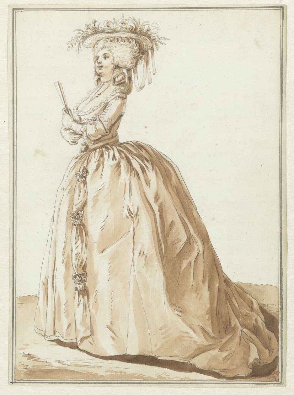 Senhora de pé com ventilador de Pierre Thomas Le Clerc