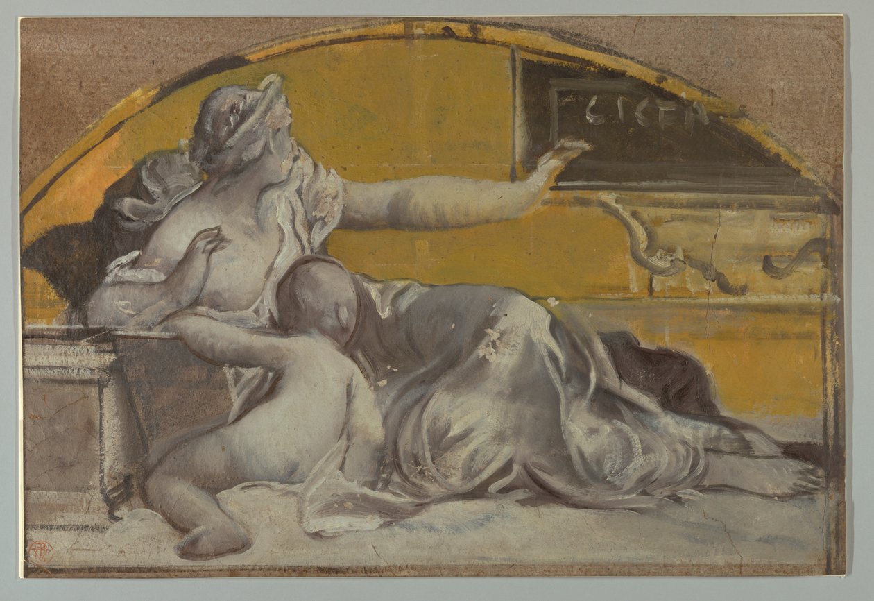 Desenho, Estudo para um tímpano em honra de Cícero, finais do século XIX de Pierre Victor Galland