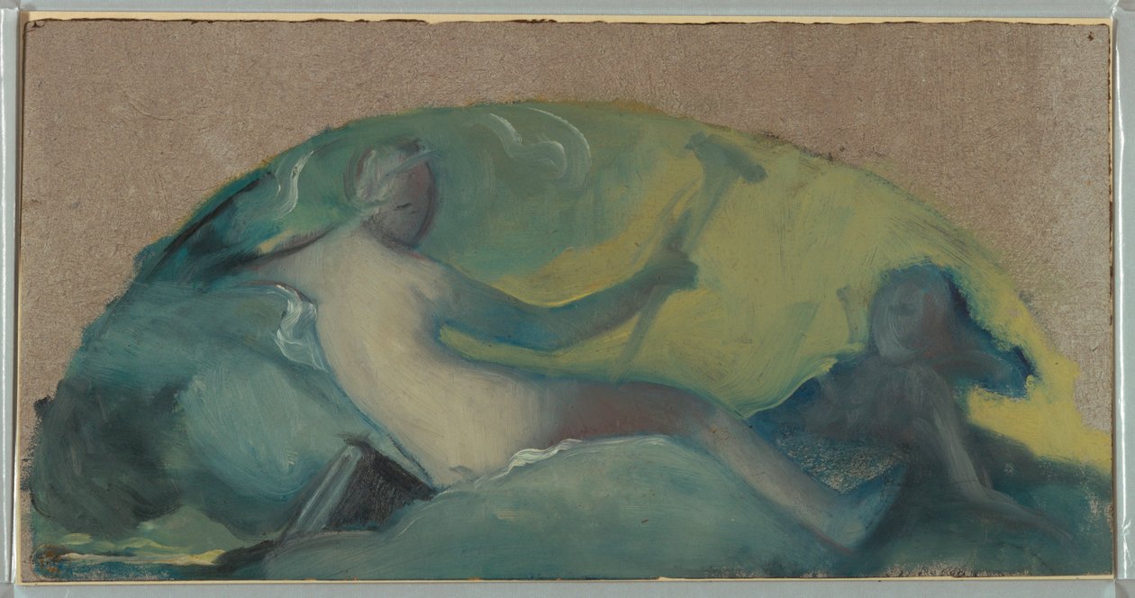 Desenho, Estudo para um tímpano com figura reclinada, finais do século XIX de Pierre Victor Galland