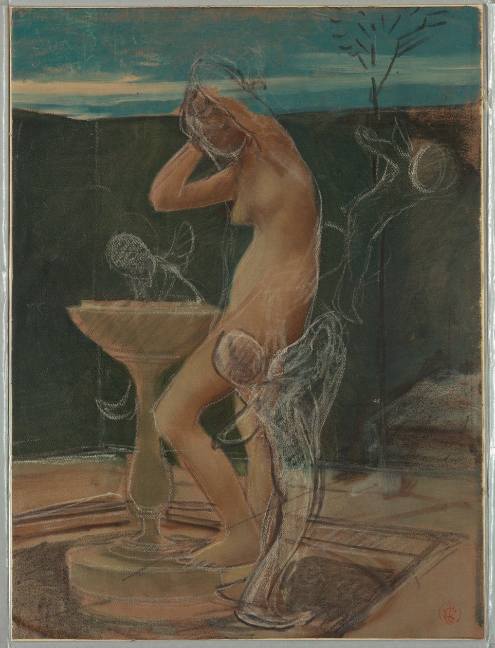 Estudo de uma mulher em seu banho de Pierre Victor Galland