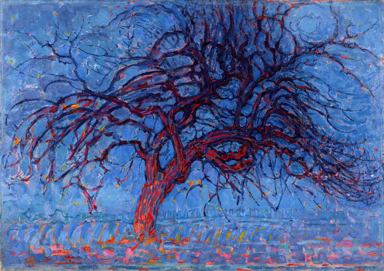 Avond (noite): A árvore vermelha, 1908-10 de Piet Mondrian