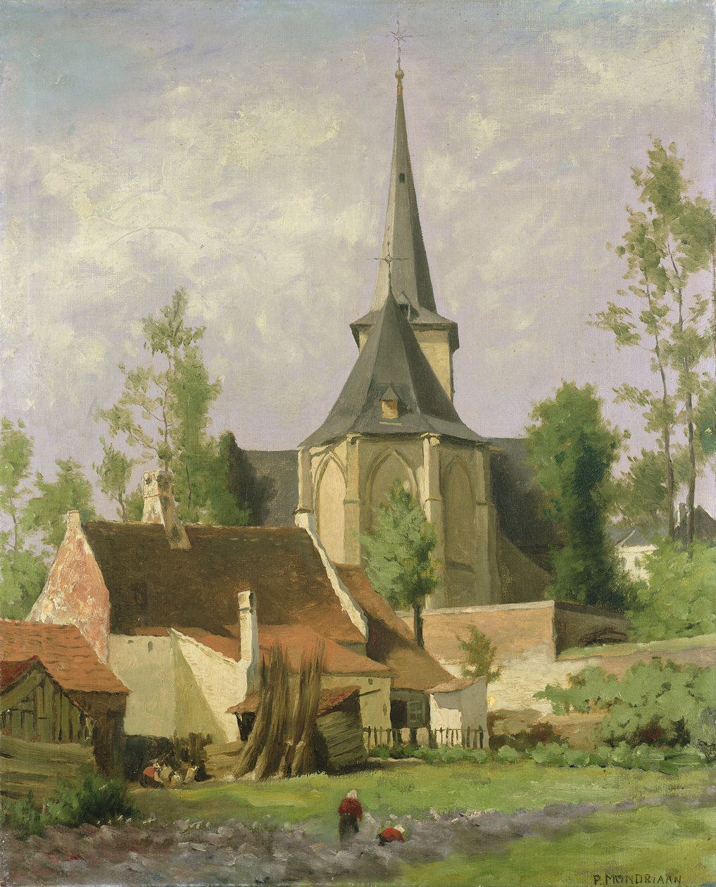 Igreja vista de trás, c.1890-92 de Piet Mondrian