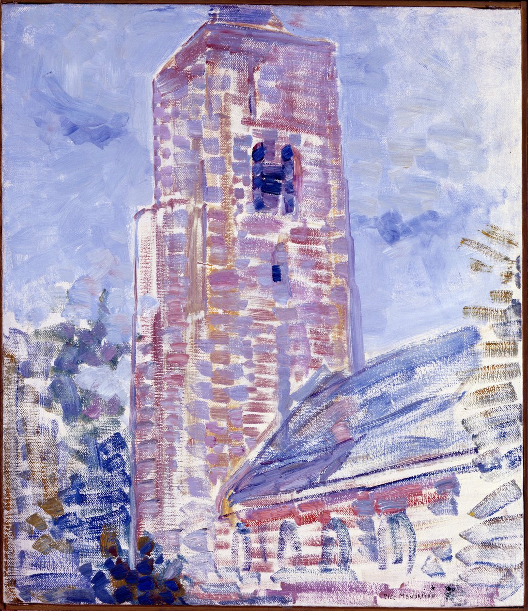 Igreja em Oostkapelle, Nave e Torre, 1909 de Piet Mondrian
