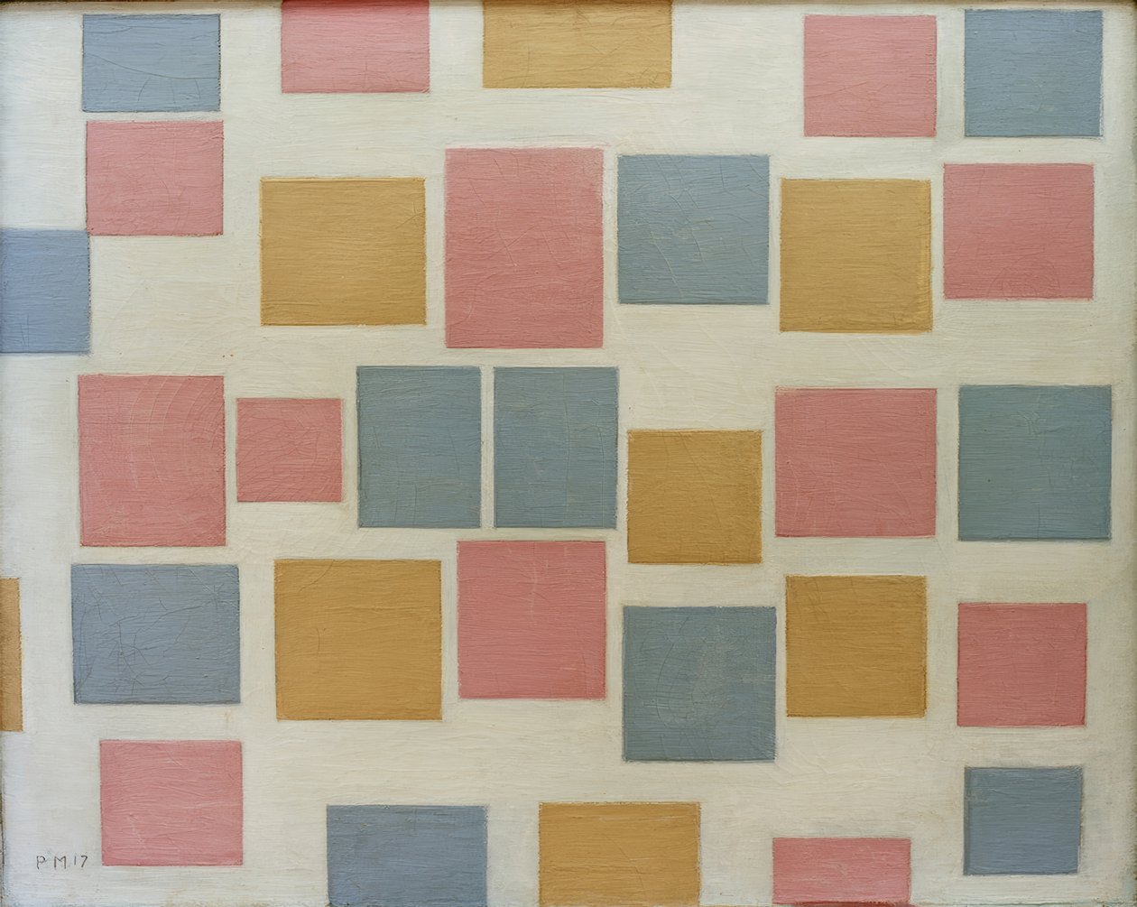 Nº da composição 3; Composição com áreas coloridas 3 de Piet Mondrian