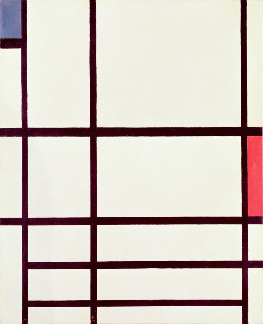 Composição em vermelho, azul e branco: II, 1937 de Piet Mondrian