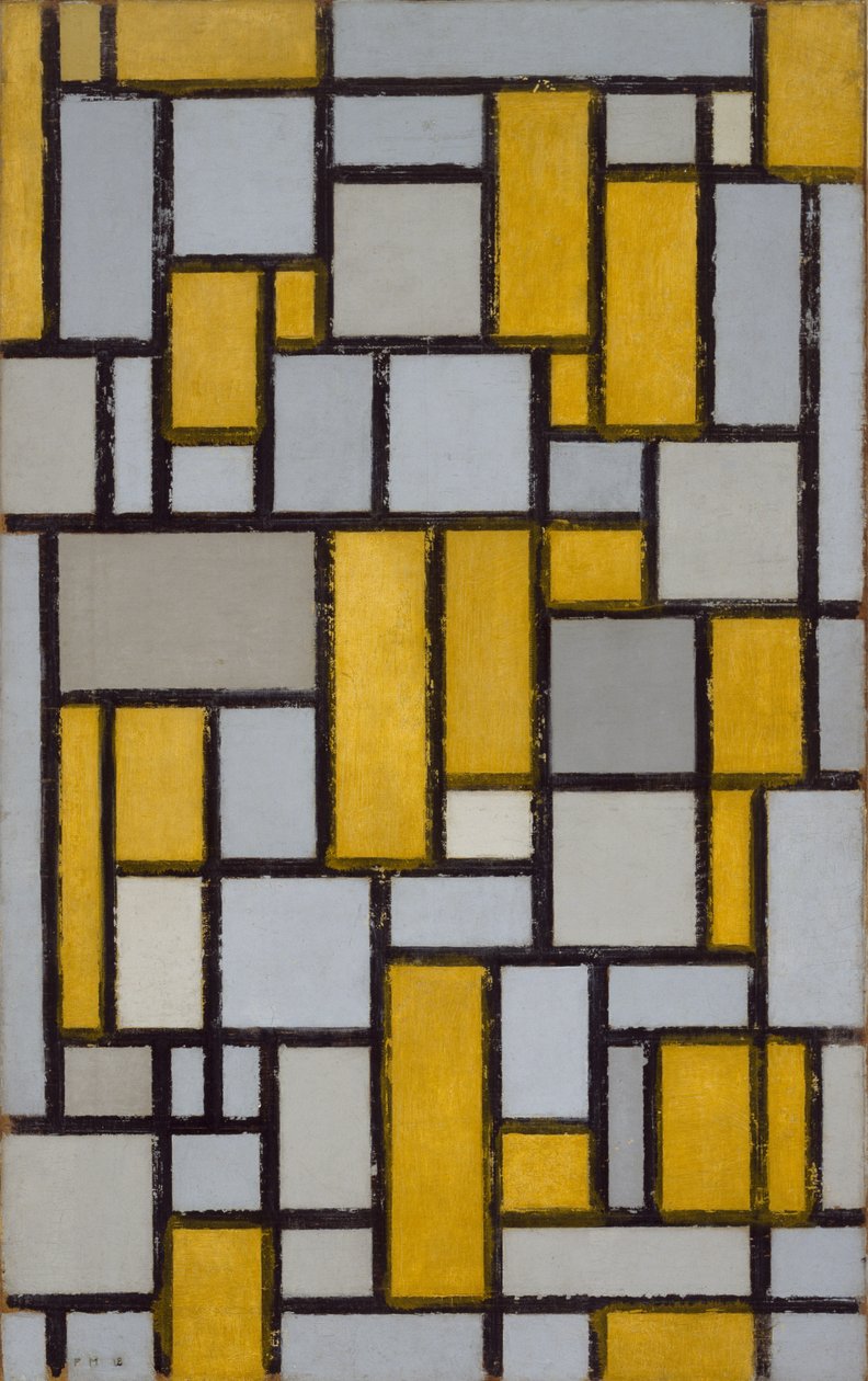 Composição com Grid 1, 1918 de Piet Mondrian