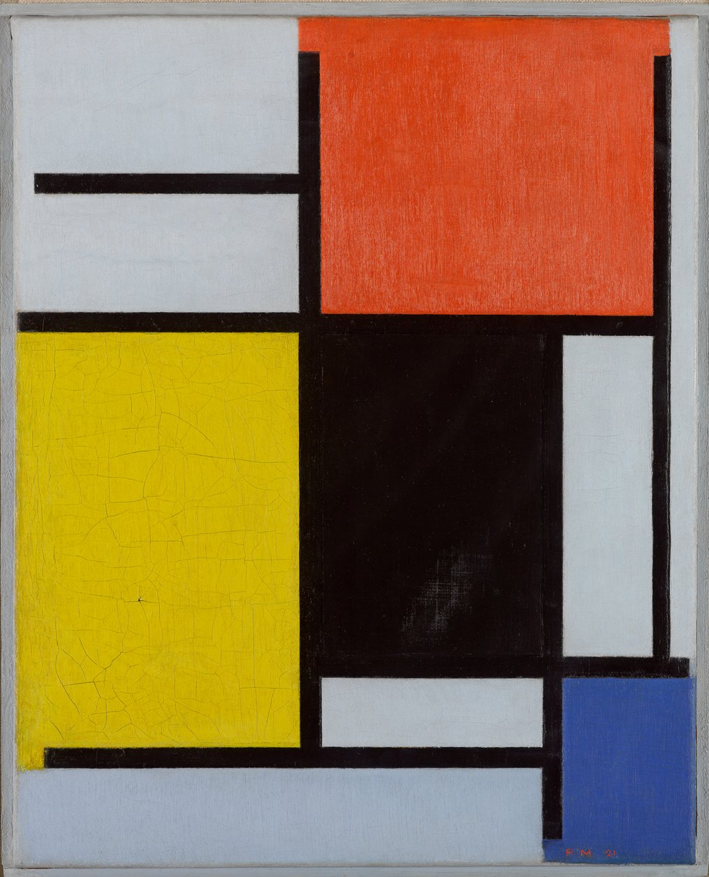 Composição com vermelho, amarelo, preto, azul e cinza, 1921 de Piet Mondrian