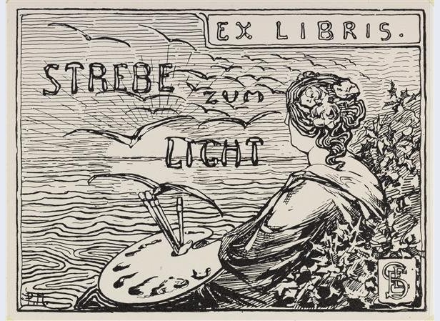 Ex Libris para Emmy E. Seelig de Piet Mondrian