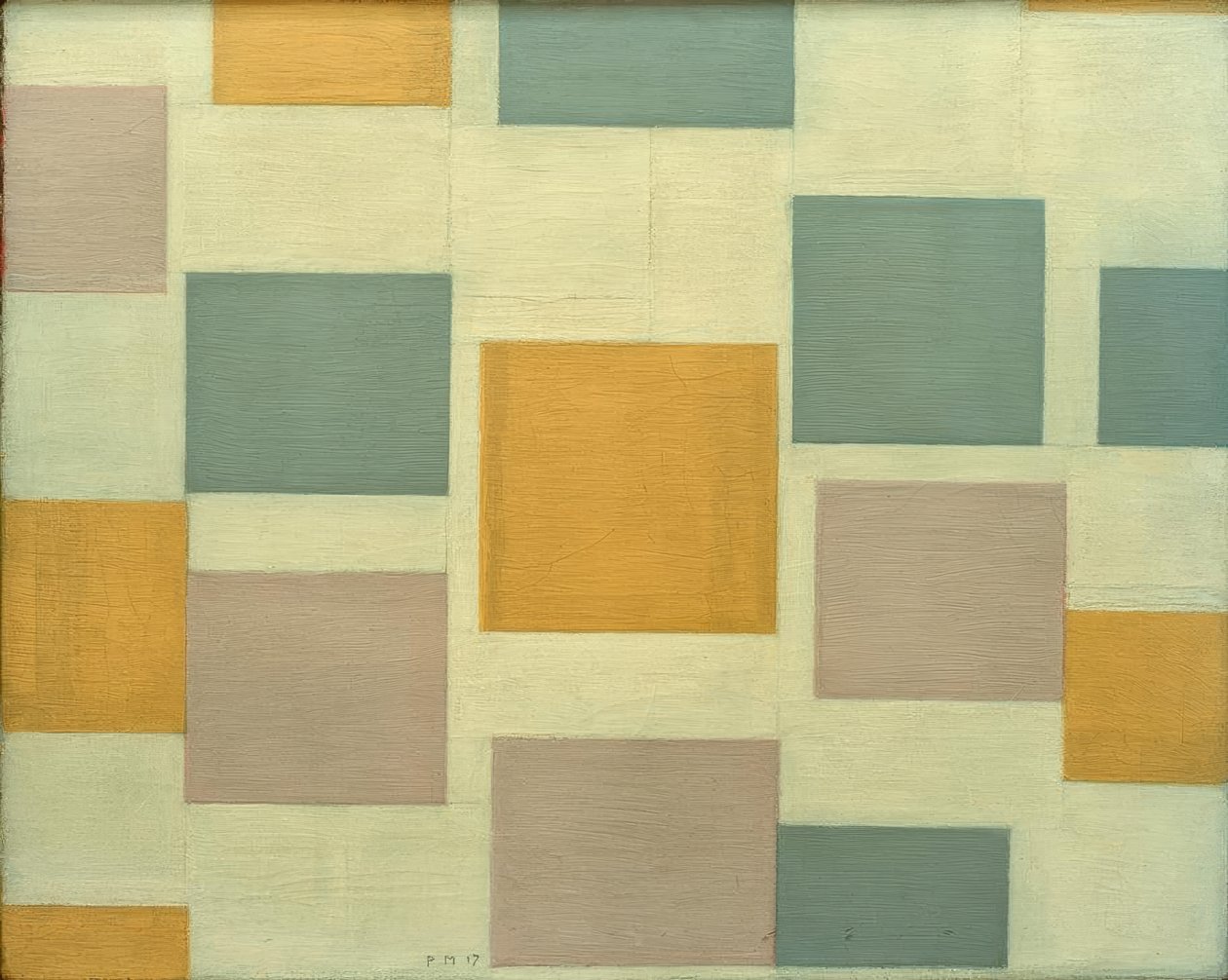 Composição n ° 5; Composição com áreas coloridas 5 de Piet Mondrian