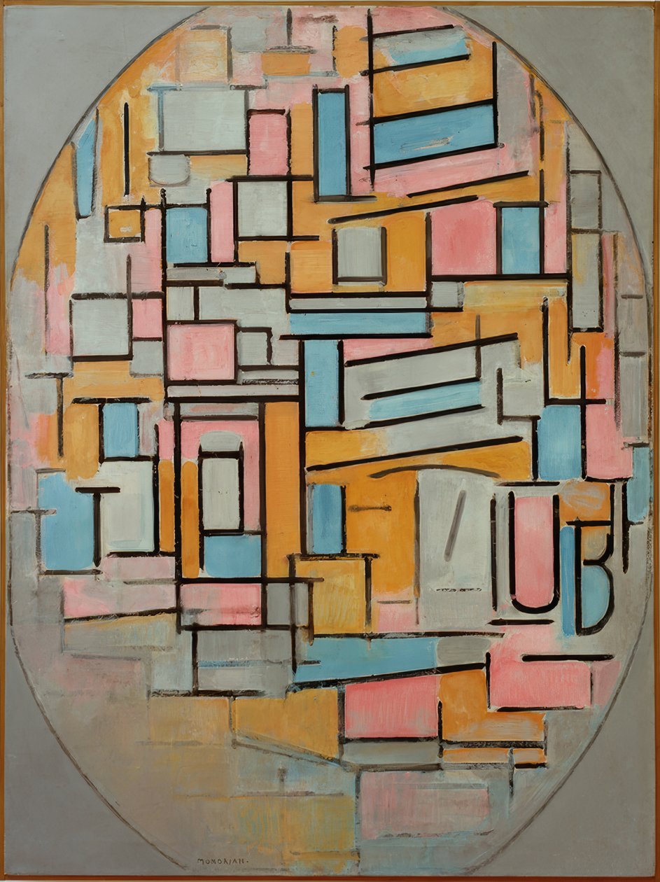 Composição oval com áreas coloridas 2 de Piet Mondrian