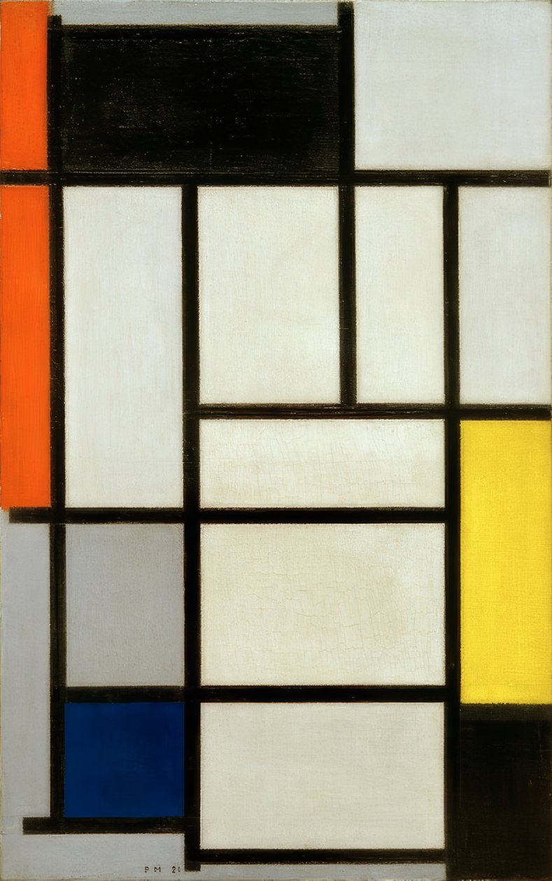 Composição com vermelho, preto, amarelo, azul e cinza; composi de Piet Mondrian
