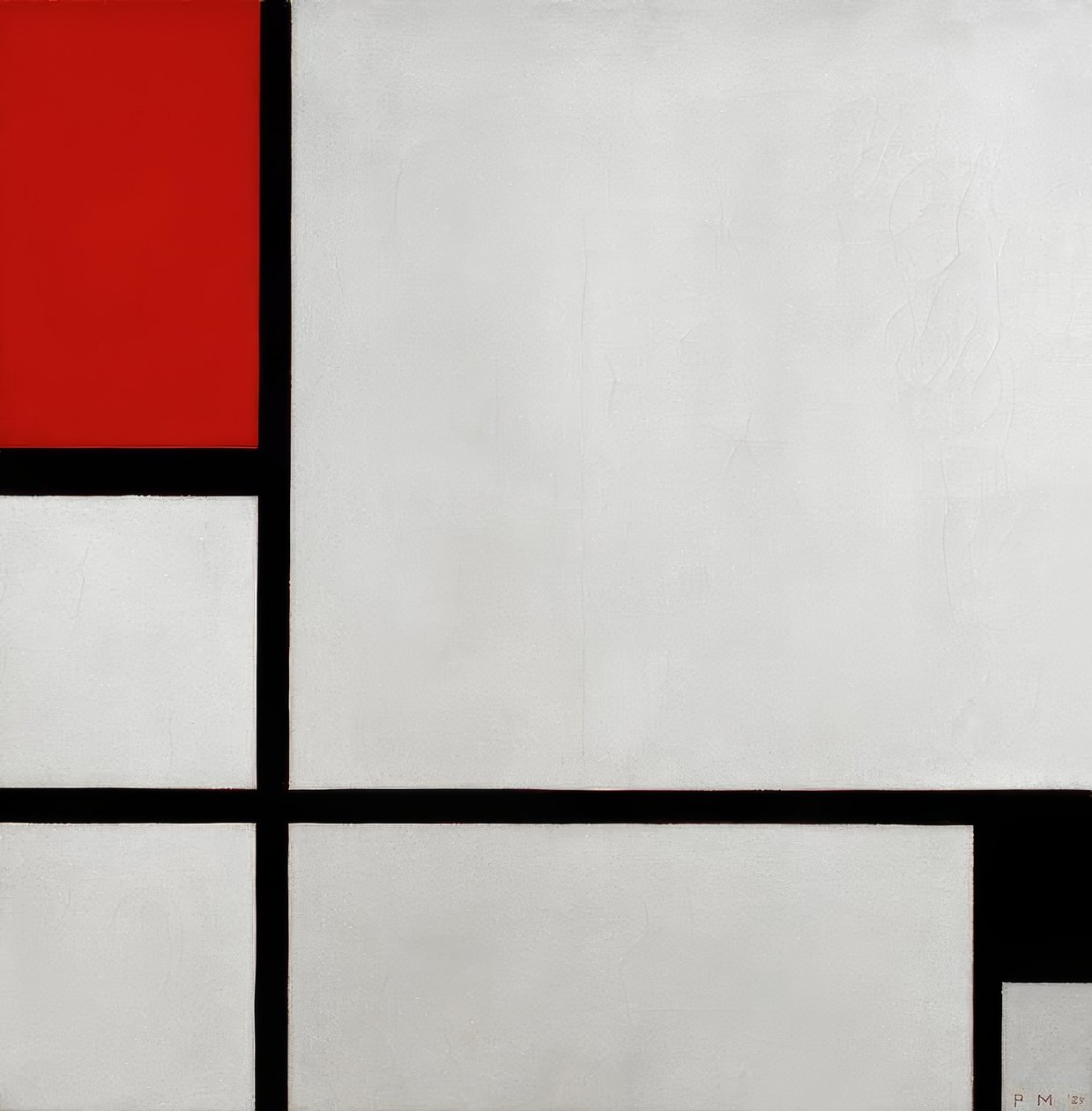 Composição com vermelho e preto (composição nº 1) de Piet Mondrian