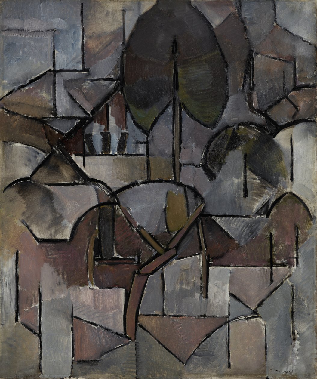 Paisagem com árvores, 1912 de Piet Mondrian
