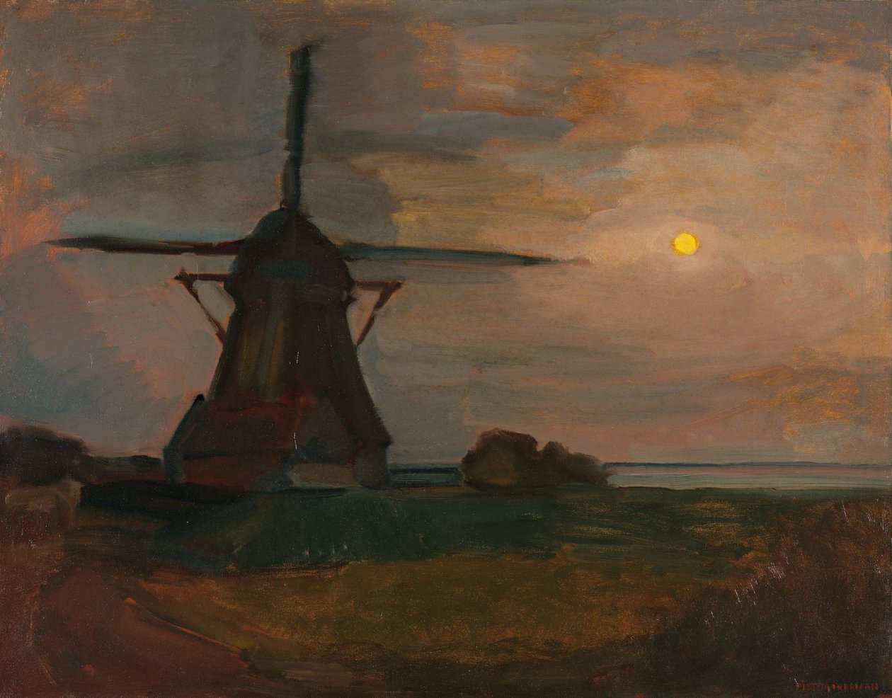 Oostzijdse Mill no luar, c.1907 de Piet Mondrian