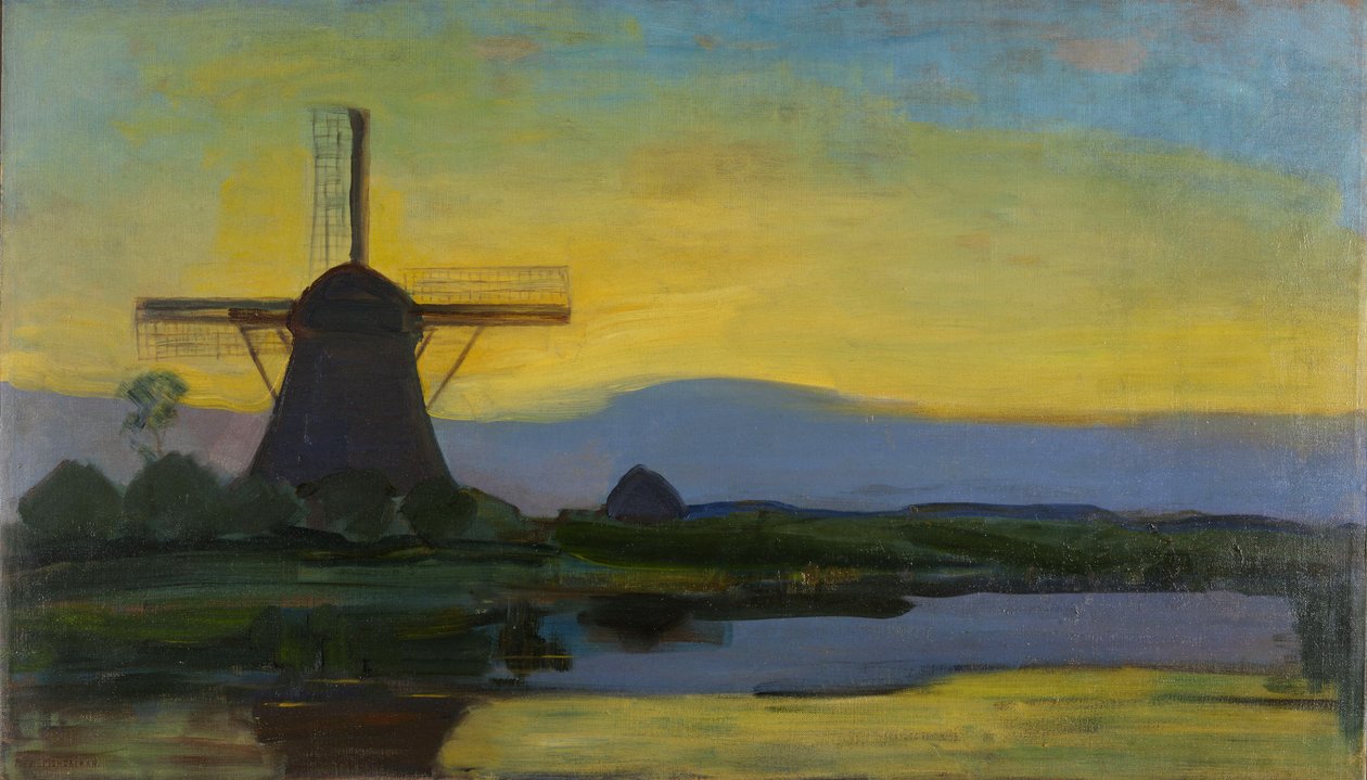 O Oostzijdse Molen à noite de Piet Mondrian