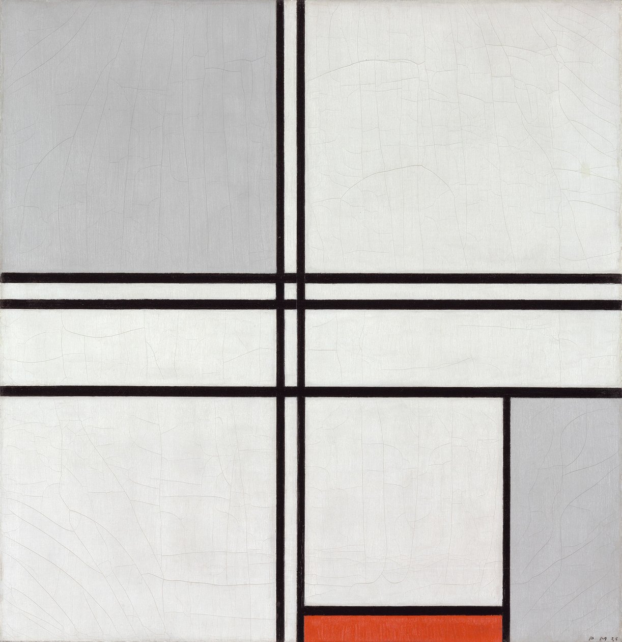 Composição Nº 1 Cinza-Vermelho, 1935. de Piet Mondrian