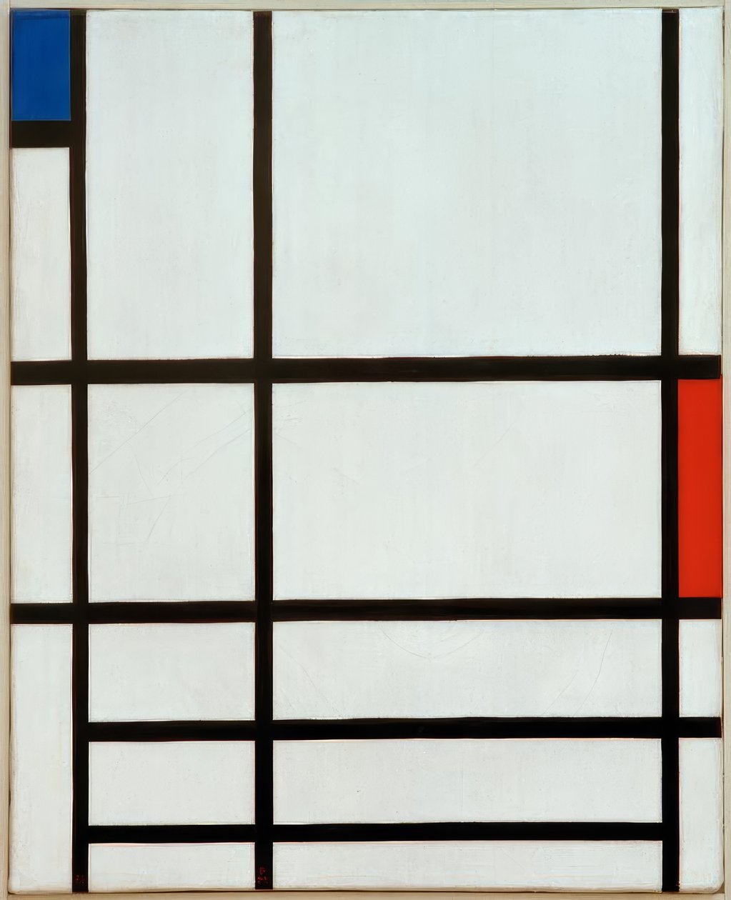 Composição em vermelho, azul e branco: II de Piet Mondrian