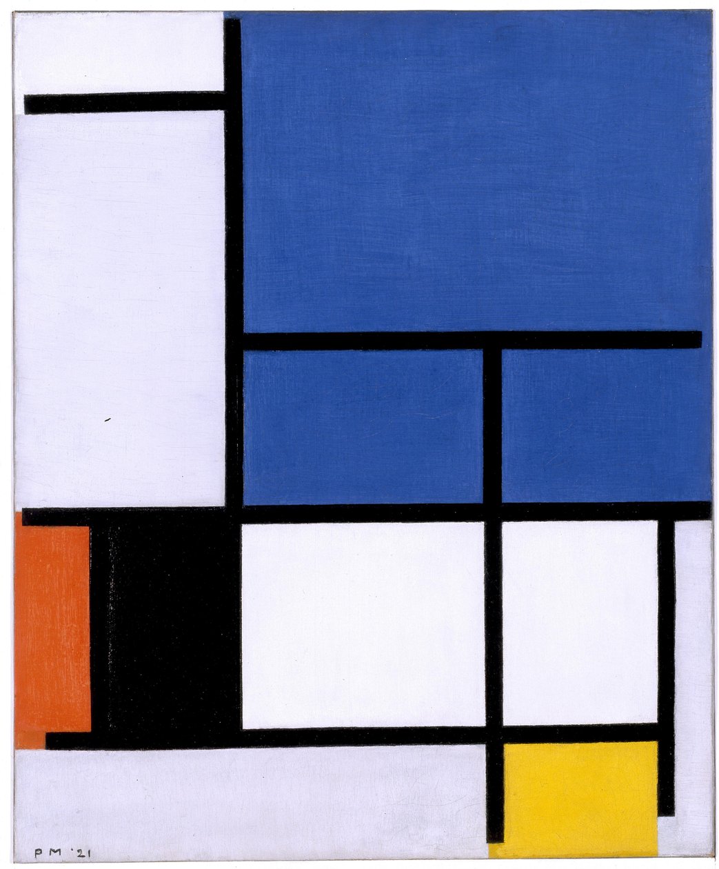 Composição com Avião Azul Grande, Vermelho, Preto, Amarelo e Cinzento de Piet Mondrian