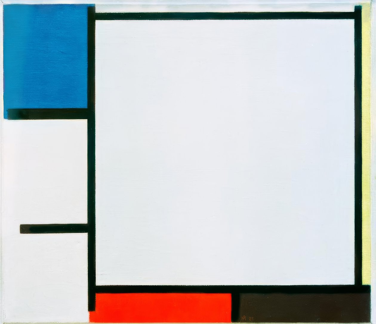 Composição com azul, amarelo, vermelho, preto e cinza de Piet Mondrian