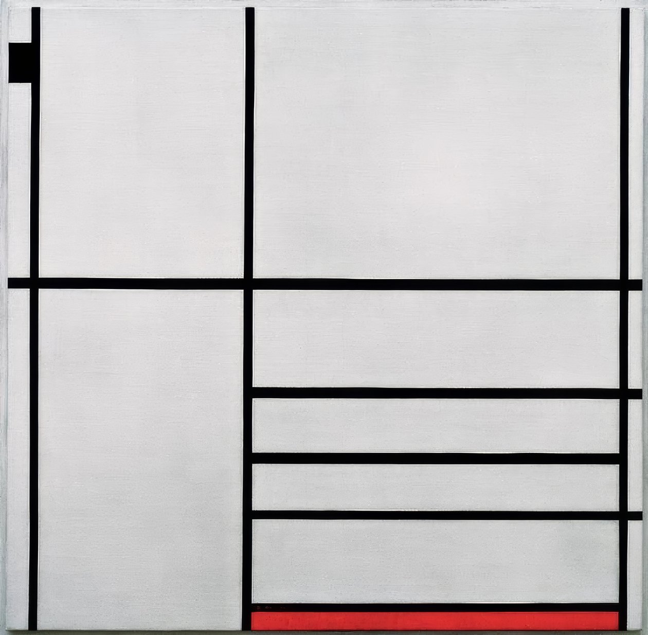 Composição em branco, preto e vermelho de Piet Mondrian
