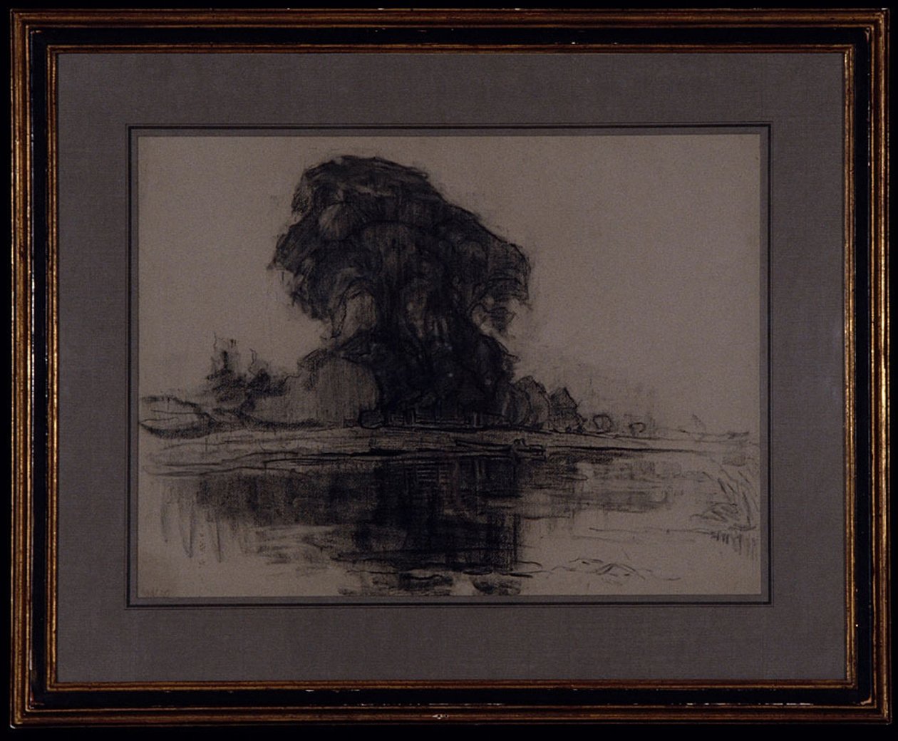 Fazenda Landzicht: Estudo Composição, c.1905 (carvão vegetal sobre papel cinza-azul) de Piet Mondrian