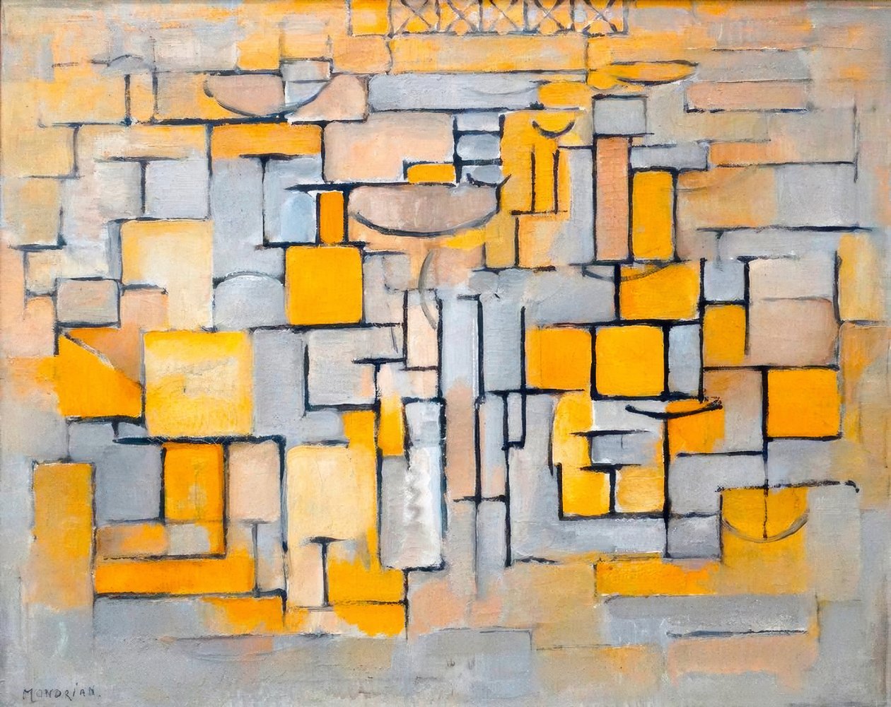 Pintura no 8 (óleo sobre tela) de Piet Mondrian