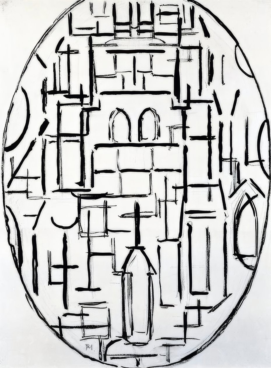 Piet Mondrian (1872–1944), Igreja em Domburg, 1914. de Piet Mondrian