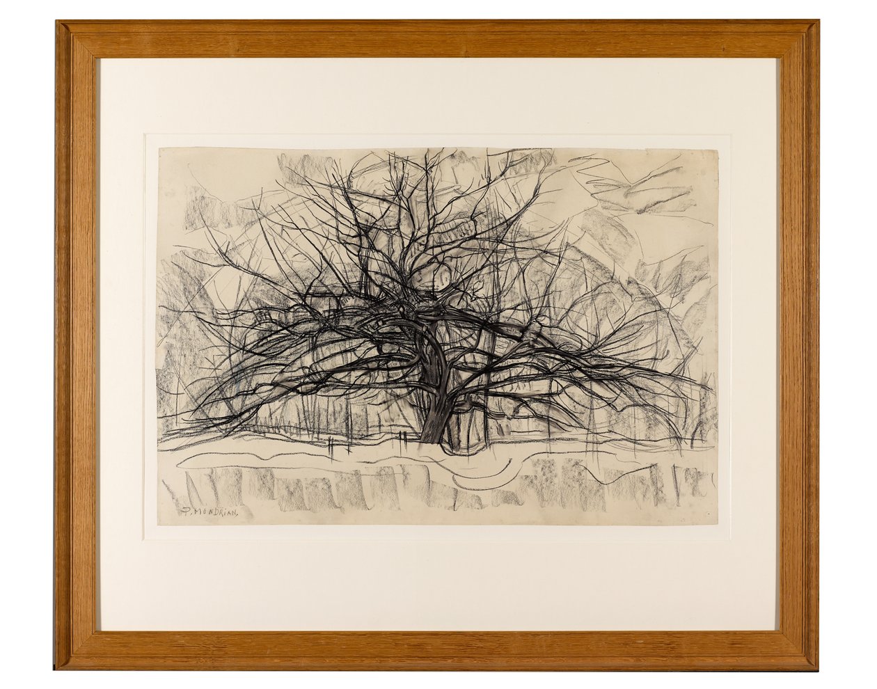 Estudo para The Grey Tree, 1911 (lápis preto sobre papel) de Piet Mondrian