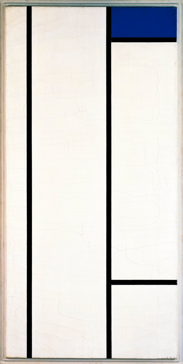 Composição vertical com azul e branco de Piet Mondrian