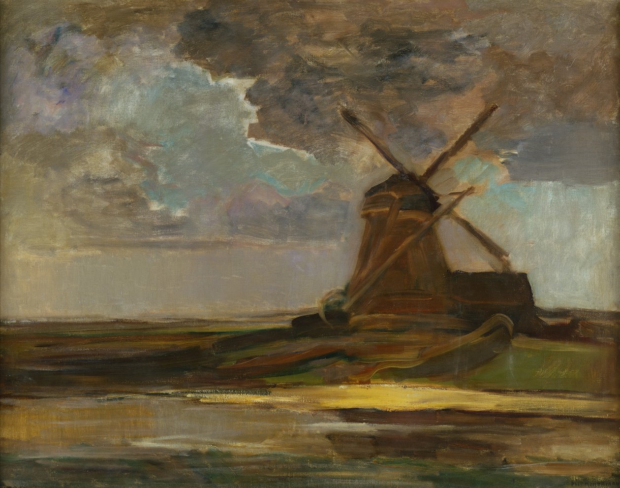 Moinho de vento no Gein, c.1906-07 (óleo sobre tela) de Piet Mondrian